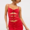 Aniela Slinky Jersey Rose Detail Cut Out Minikjole i skarlagenrød