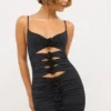 Aniela Slinky Jersey Rose Detail Cut Out Minikjoler i svart