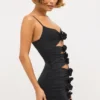 Aniela Slinky Jersey Rose Detail Cut Out Minikjoler i svart