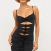 Aniela Slinky Jersey Rose Detail Cut Out Minikjoler i svart