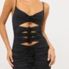 Aniela Slinky Jersey Rose Detail Cut Out Minikjoler i svart