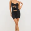 Aniela Slinky Jersey Rose Detail Cut Out Minikjoler i svart