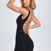 Aoife Modal Lace-Trim Bodycon minikjole i svart