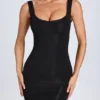 Aoife Modal Lace-Trim Bodycon minikjole i svart