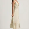 Aralisse A-linje midilang kjole i bomullspoplin i elfenben