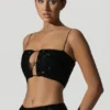 Ariana pyntet crop-top med utskjæringer i svart