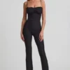 Arlena jumpsuit med blonder og sløyfe i svart