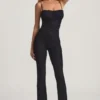 Arlena jumpsuit med blonder og sløyfe i svart