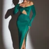 Audra Cut Out Maxi Kjole i smaragdgrønn