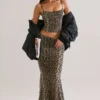 Avenley Modal mid-rise fishtail maxi-skjørt i leopardmønster
