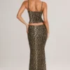 Avenley Modal mid-rise fishtail maxi-skjørt i leopardmønster