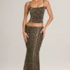 Avenley Modal mid-rise fishtail maxi-skjørt i leopardmønster