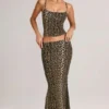 Avenley Modal mid-rise fishtail maxi-skjørt i leopardmønster