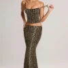 Avenley Modal mid-rise fishtail maxi-skjørt i leopardmønster