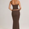Avenley Modal mid-rise fishtail-maxi-skjørt i sjokoladebrun
