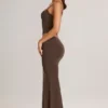 Avenley Modal mid-rise fishtail-maxi-skjørt i sjokoladebrun