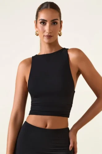 Aya Modal-tanktop med båthals i svart