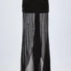 Bacalar Ruched Hardware-Detail Fishtail Maxi Skjørt i svart