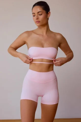 Bandeau-BH med kryssrygg i myk rosa