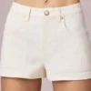 Beata shorts med høy midje og A-linje i Ecru-vask