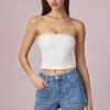 Beata shorts med høy midje og A-linje i midtblå vask