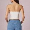 Beata shorts med høy midje og A-linje i midtblå vask