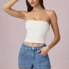 Beata shorts med høy midje og A-linje i midtblå vask