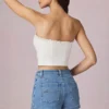 Beata shorts med høy midje og A-linje i midtblå vask