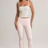Bebe Modal Foldover Mid-Rise Flared Trousers i stripet mønster