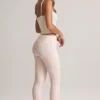 Bebe Modal Foldover Mid-Rise Flared Trousers i stripet mønster