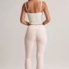 Bebe Modal Foldover Mid-Rise Flared Trousers i stripet mønster