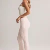 Bebe Modal Foldover Mid-Rise Flared Trousers i stripet mønster
