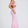Bella Contrast Binding Cut Out Evening Gown i Soft Pink