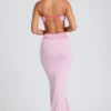 Bella Contrast Binding Cut Out Evening Gown i Soft Pink