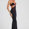 Bella Contrast Binding Cut Out Evening Gown i svart