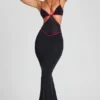 Bella Contrast Binding Cut Out Evening Gown i svart