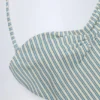 Biarritz Cut-Out Halterneck-badedrakt i blågrønn dobbel stripe
