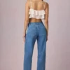 Bobbi Mid-Rise Barrel-Leg Jeans i midtblå vask
