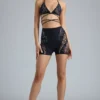 Bonnie shorts med pynt og høy midje i svart