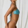 Bora Bora bikinitruser med rynker og perledetaljer i turkis