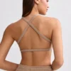 Bralette i frotté med rund hals i mokkabrun