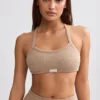 Bralette i frotté med rund hals i mokkabrun