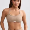 Bralette i frotté med rund hals i mokkabrun