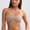 Bralette i frotté med rund hals i mokkabrun