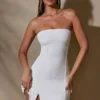 Brielle minikjole med bandeau-utringning i hvitt
