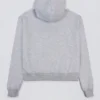 Brodert oversized hettegenser i grå melert