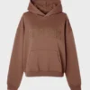 Brodert oversized hettegenser i kakao