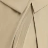 Bruna vevd twill-minikjole med plissering og krysset snitt i taupe