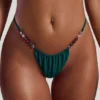 Cabo trekantet bikinitopp med perledekor i jadegrønn