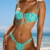 Cagliari Ruched Thong Bikinitruser i blått mønster